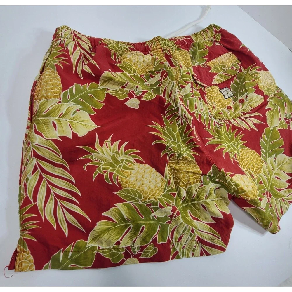 Tommy Bahama Relax Mens Med Mesh line Swim Trunks Hawaiian Red Pineapples palm
